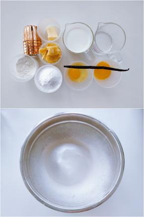 1. 准备好各种材料。 2. 将糖粉和低筋粉混合，过筛备用。