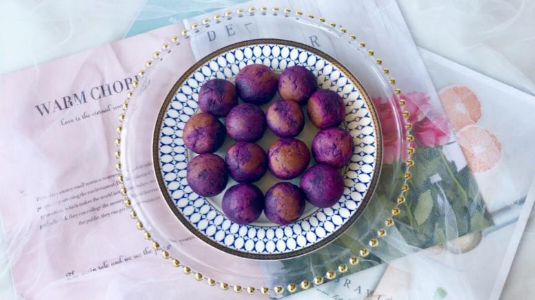 超长拉丝的芝心紫薯球