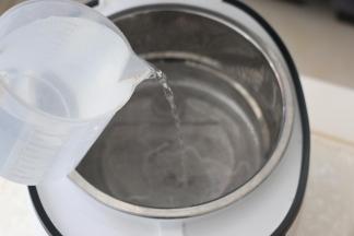 臻米电饭煲中加入适量水。