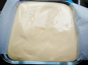 倒入剩下的蛋糕糊，用力震几下