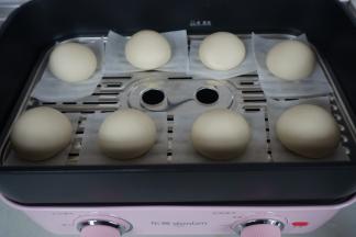 具体时间，要视馒头胚的个子决定，看到发酵有1.5-2倍大了，才可以蒸。