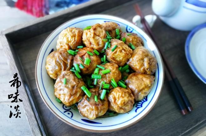 葱烧油面筋塞肉
