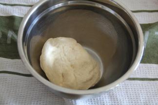 厨师机1档混合无干粉，再2档打到成团。材料比较干，不需要光滑。觉得混合不彻底，可以拿出来带PVC手套再揉一会。放入盆中，盖保鲜膜，冷藏发酵12-24个小时。