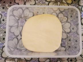 放入保鲜盒摊平，密封室温静置30分钟，放入冰箱冷藏发酵，温度5℃，发酵17-22小时。