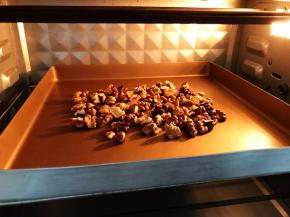 发酵面团的时候，把葡萄干淘洗干净再用纸巾吸干净水，核桃仁放入烤箱150度烤10分钟至酥脆