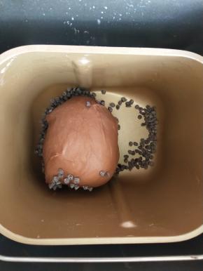 6、软化加入巧克力豆揉均匀即可。
