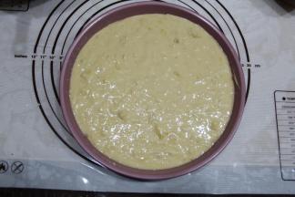 然后倒入模具，晃平。震一下模具，震出大气泡。