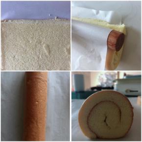 取出来凉凉后，将一头斜着切一点，再从另外一头卷起来即可