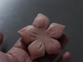 把每个花瓣用大拇指和食指往中间捏一下，捏出花瓣的立体感