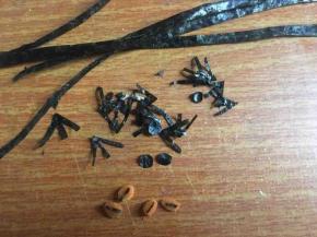 海苔片用剪刀剪出鸡的眼睛、鼻子、脚丫子和腰带，胡萝卜切椭圆与海苔组装成嘴巴；