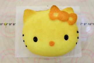 黑巧克力液装入裱花袋内，画好眼睛和胡须。