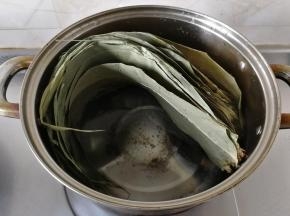 我买的干粽叶，需要煮，可以使用新鲜粽叶，鲜粽叶刷洗干净就可以用了。干粽叶，需要先冲洗一下。再放入锅里，放入水末过粽叶。