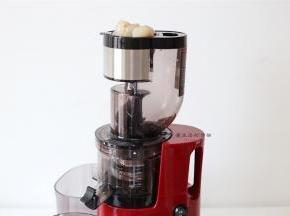 准备好SKG的原汁机，把新鲜去皮的荔枝肉放入原汁机内。