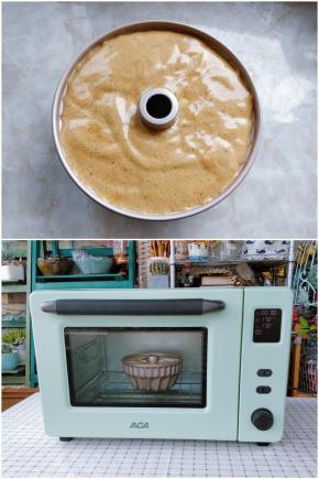 11. 把蛋糕糊倒入模具中，轻震几下颠出气泡。如果没有这个模具，也可以用方形或圆形的模具，食材的用量可按照比例酌情增减。 12. 将模具放入烤箱中下层，上下火170度烤30分钟。如果用蒸锅，中火蒸20分钟左右就可以了。