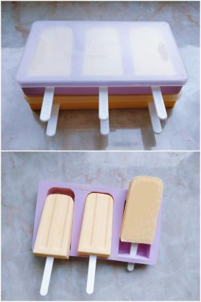 盖上盖子，摞起来放入冰箱冷冻一晚，着急吃的话4-6小时也可以。冻好后脱模即可。