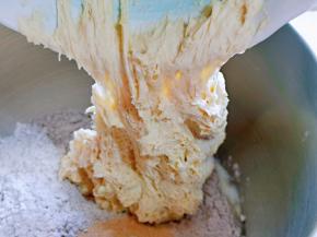 将发酵好的波兰种放入厨师机桶中。