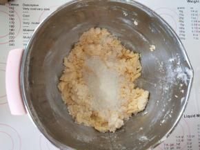 6、加入椰蓉拌匀揉成团。