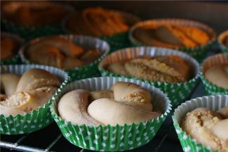 卷好的面团入烤箱配发至面团二倍大。