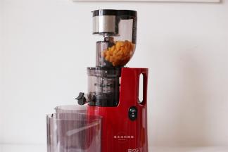 剩余的黄桃果肉放入SKG原汁机里。