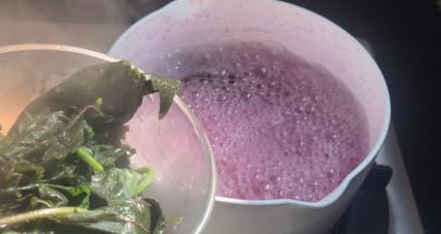 捞出紫苏叶和蜜柠檬丢弃