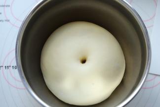 将面团搓圆放入盆内，盖上保鲜膜一发，当面团发酵至2倍大时，手沾面粉，插入面团，不塌陷不回缩即发酵好了。