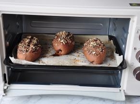 中层烤20分钟，我用的这款烤箱是北美电器ACA电烤箱，烤箱的顶部配有蒸汽加水口，烤欧包时可以不用再喷水了，这个烤箱的容量是32L，适合家用。