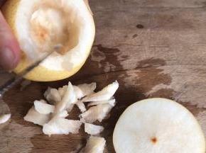 把梨核周边的核肉挖干净