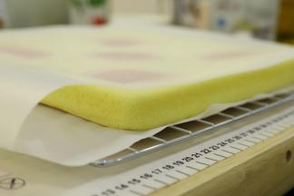 盖上油纸，倒扣脱模备用。（如果要正卷可以适当放凉一点再倒扣）