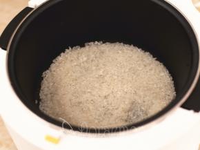 一罐轻养大米一罐清水倒入电饭煲中。