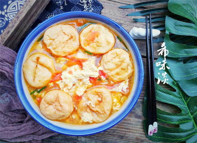 油面筋番茄鸡蛋汤