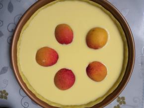 把切好的甜杏放入液体里