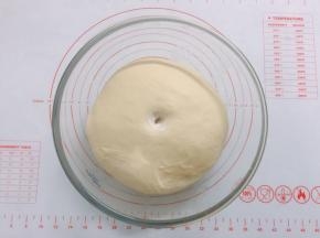 用手蘸少许面粉，戳一个洞不回缩就发酵好了