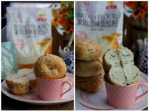 如图就是烤制好的芝麻椰蓉贝果，真的是香极啦。