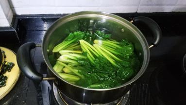 锅里放入足量水，水开后放入处理好的塔菜