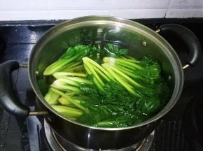 锅里放入足量水，水开后放入处理好的塔菜