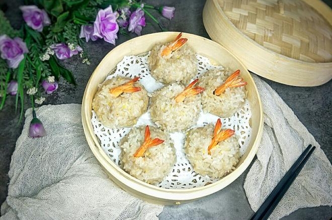 虾仁糯米蒸肉丸