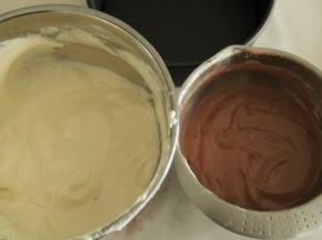 这是搅拌好的原味蛋糕糊可可糊。