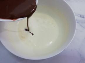 9.再加入巧克力液搅拌均匀，慕斯液就完成了