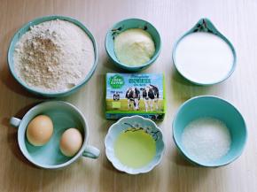 准备面包体的食材并称重。