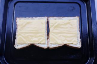 上面铺一层芝士片。