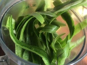 把丝瓜皮放入料理机中
