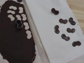 深咖啡色用同样的方法刻出小浣熊的眼睛，冰箱冷藏