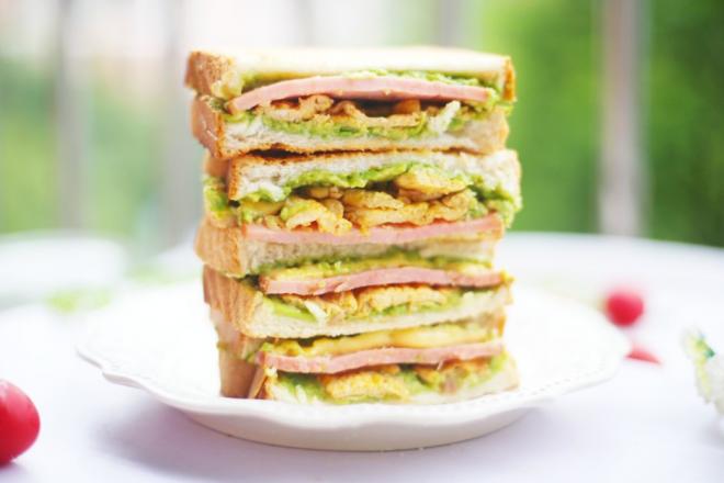 牛油果鸡蛋火腿三明治
