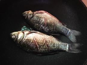 锅里放少许油，把油烧热，放入鲫鱼，煎至两面金黄