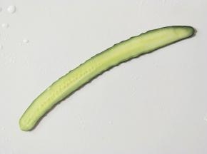 把黄瓜切片薄片，如图所示。