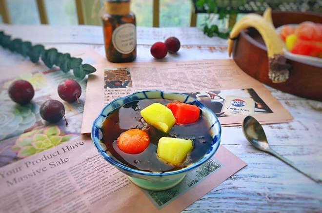 消夏皂角水果冰盏