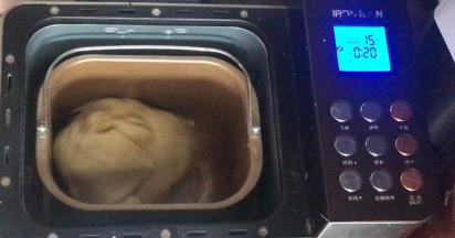 取出面团撕碎再放入面包机桶中，加入玉米油，继续揉面30分钟左右