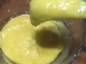 搅拌好后面糊呈现倒三角的的状态既为成功的面糊。