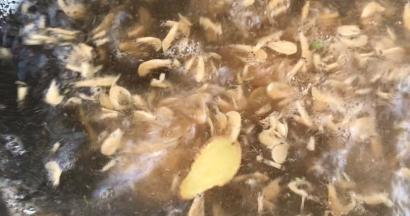 加入虾皮，煮沸