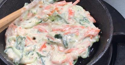 倒入面糊，中火慢煎